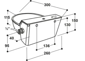 Gėrimo dubuo. Modelis 130P-H su šildomu vožtuvu, 24 V, 20 W